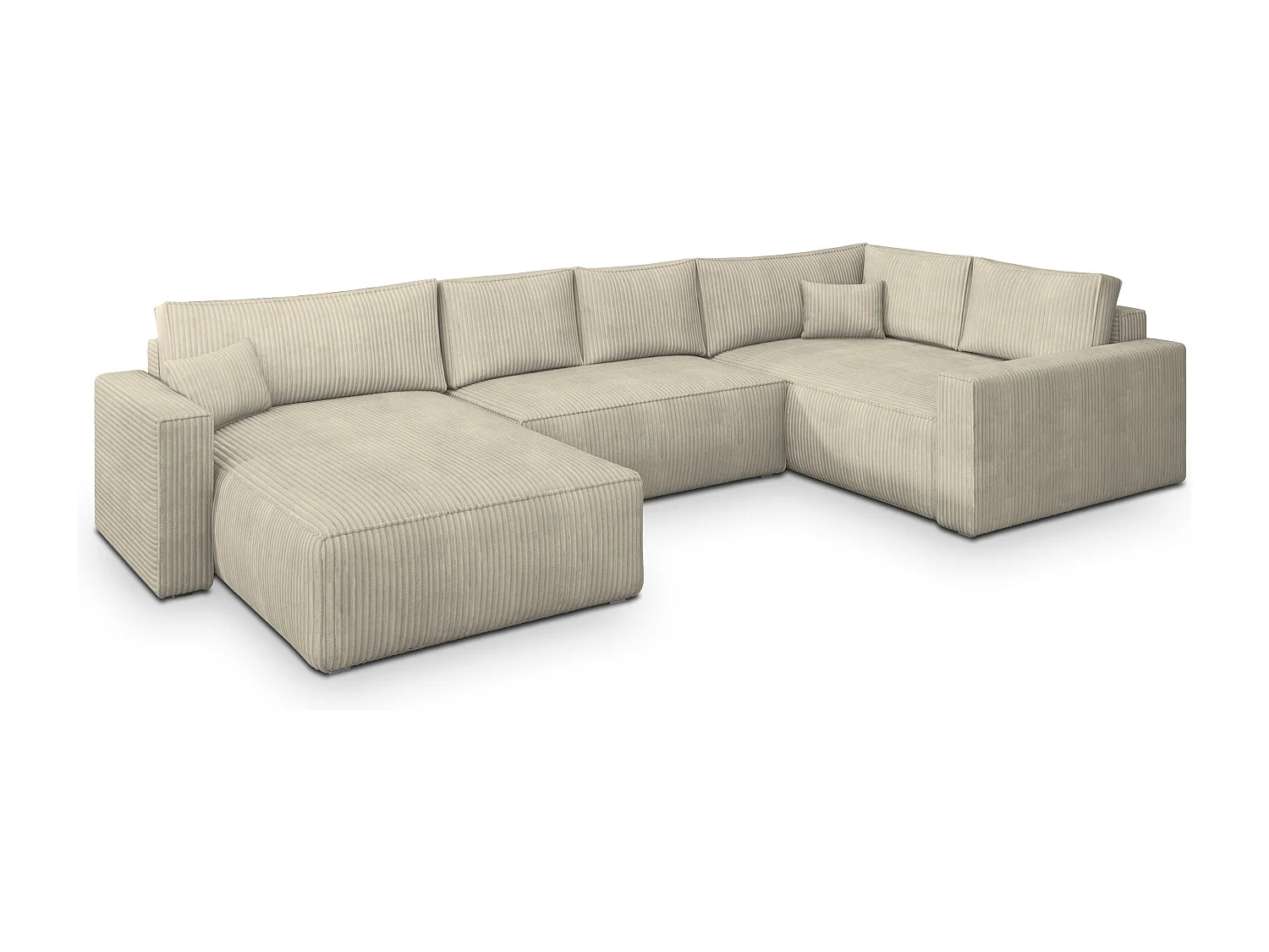 Hoekbank VELAMI van fluweel met slaapfunctie Creme