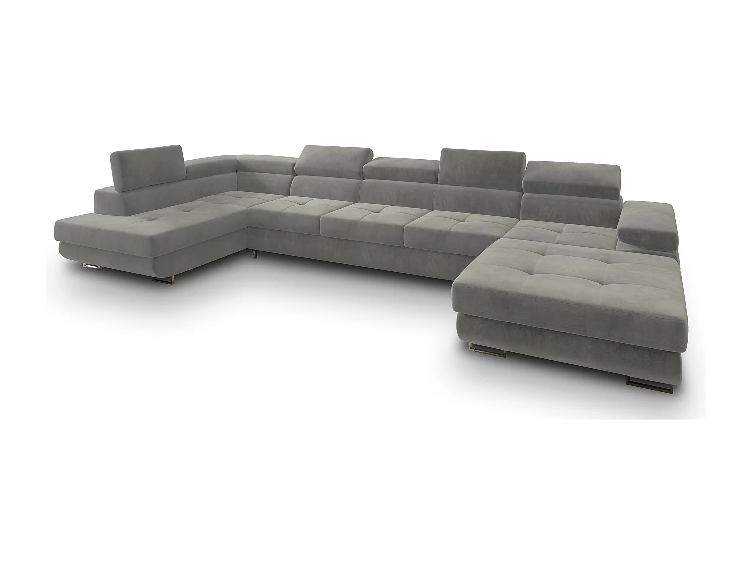 Hoekbank TORIVA van fluweel met slaapfunctie Hellgrau