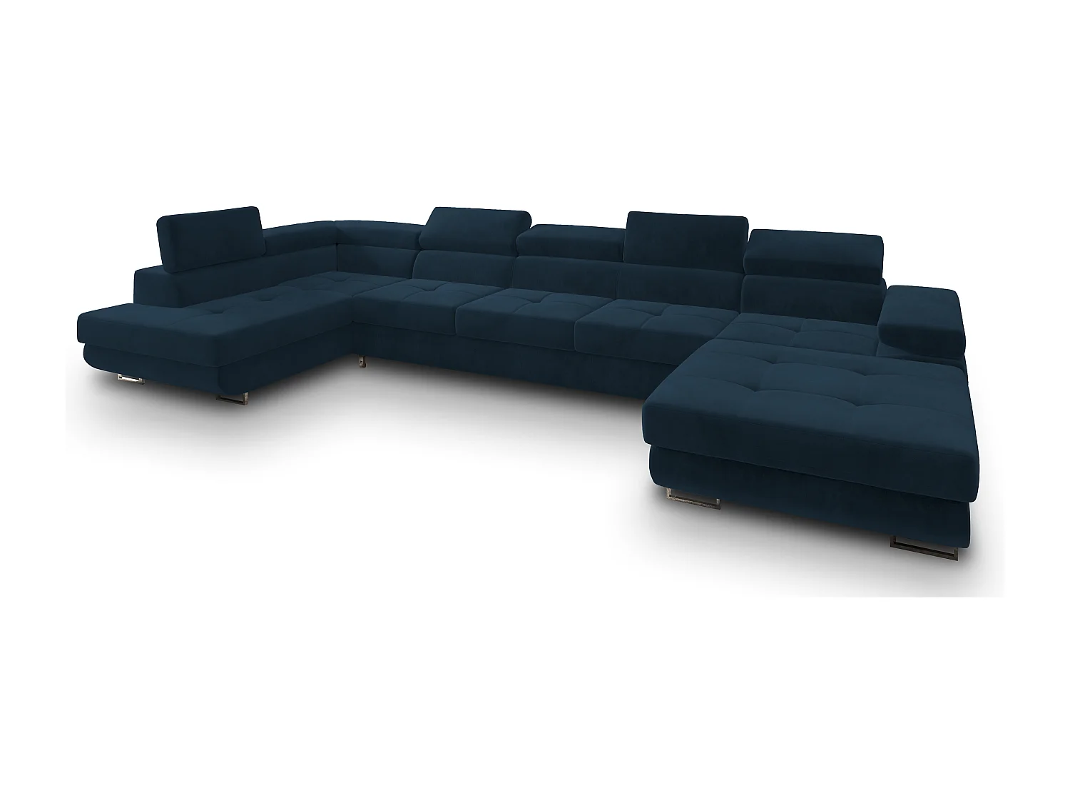 Hoekbank TORIVA van fluweel met slaapfunctie Blau