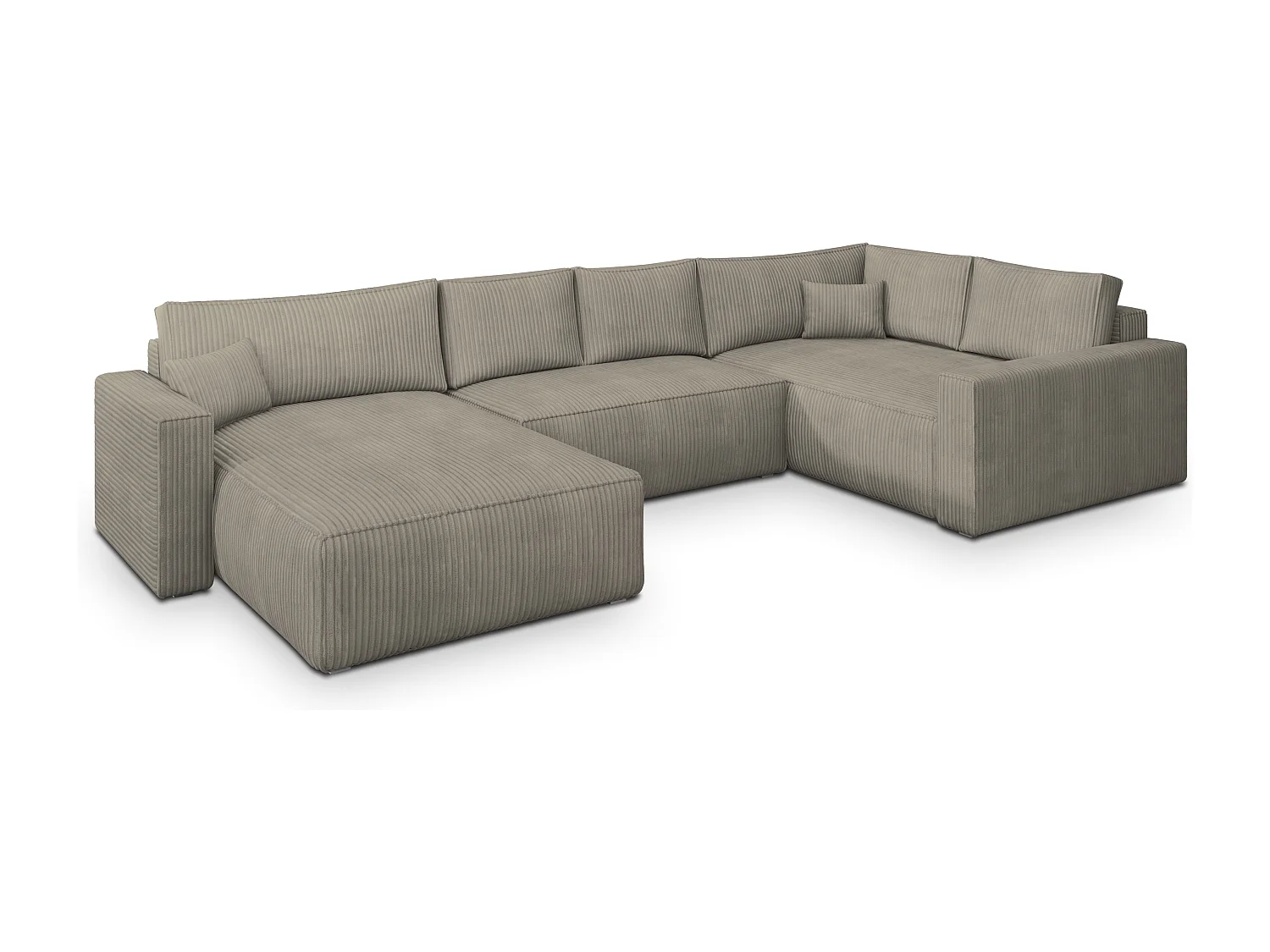 Hoekbank VELAMI van fluweel met slaapfunctie Beige