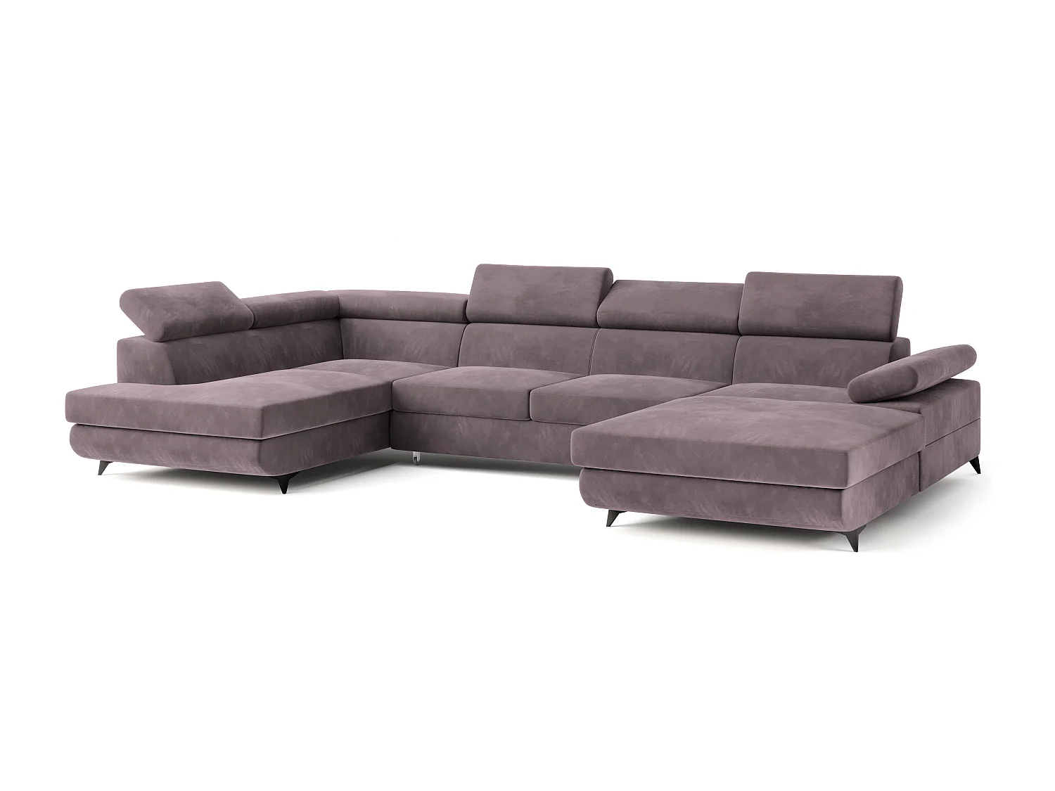Hoekbank RUBANO van fluweel met slaapfunctie Lila