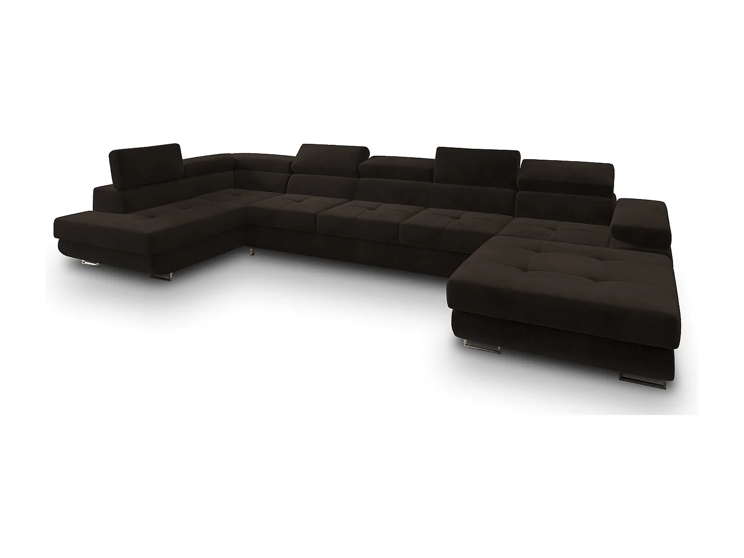 Hoekbank TORIVA van fluweel met slaapfunctie Braun