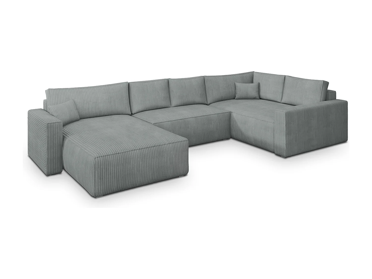Hoekbank VELAMI van fluweel met slaapfunctie Hellgrau