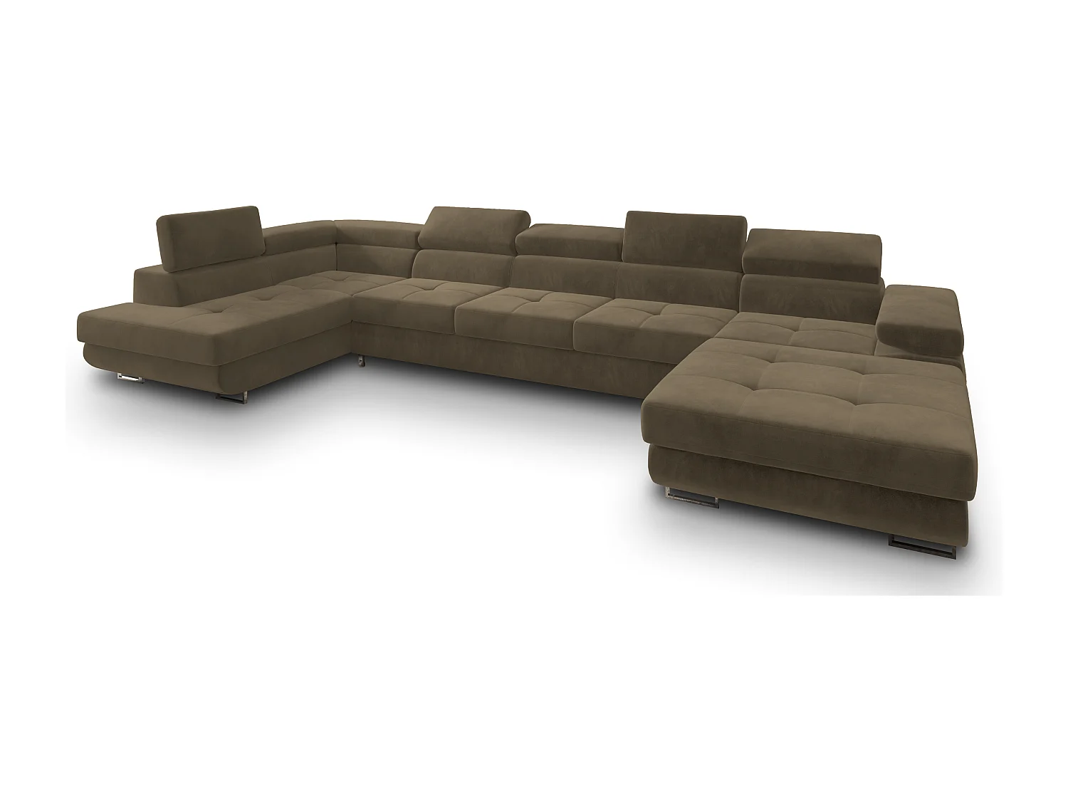 Hoekbank TORIVA van fluweel met slaapfunctie Beige