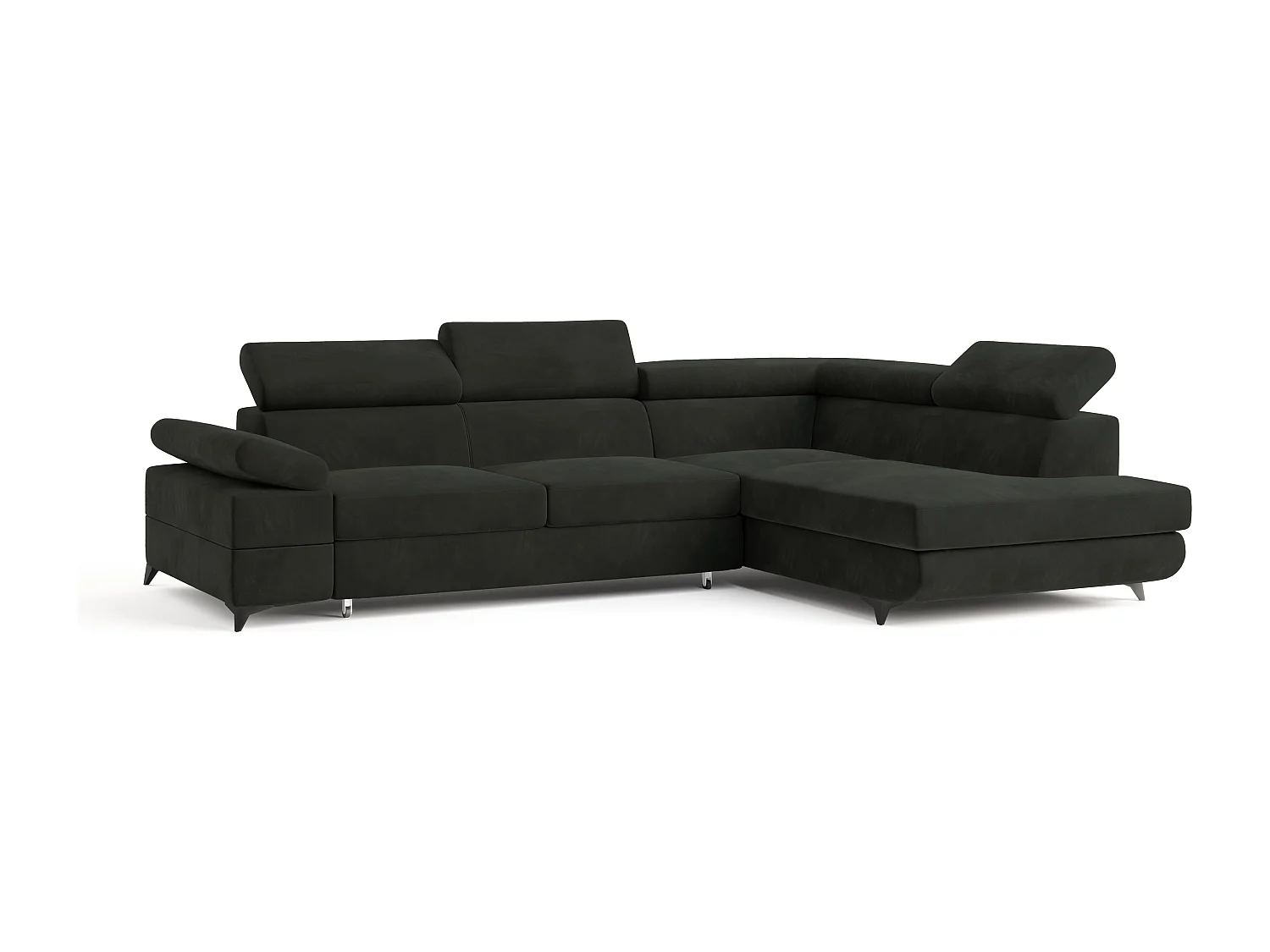 Hoekbank FAVIEN van fluweel met slaapfunctie Schwarz