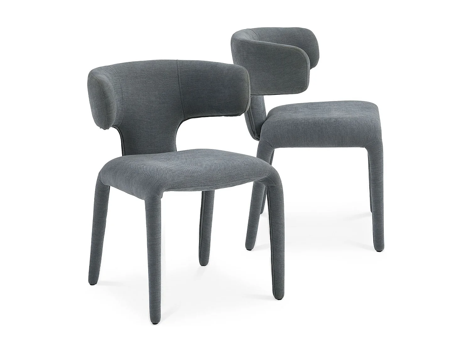 Lot de 2 chaises design dossiers arrondis Cotony Tissu Gris