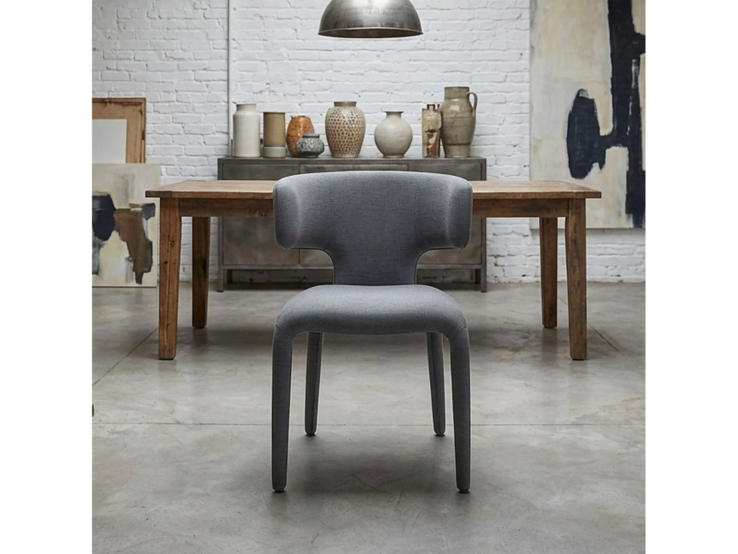 Lot de 2 chaises design dossiers arrondis Cotony Tissu Gris