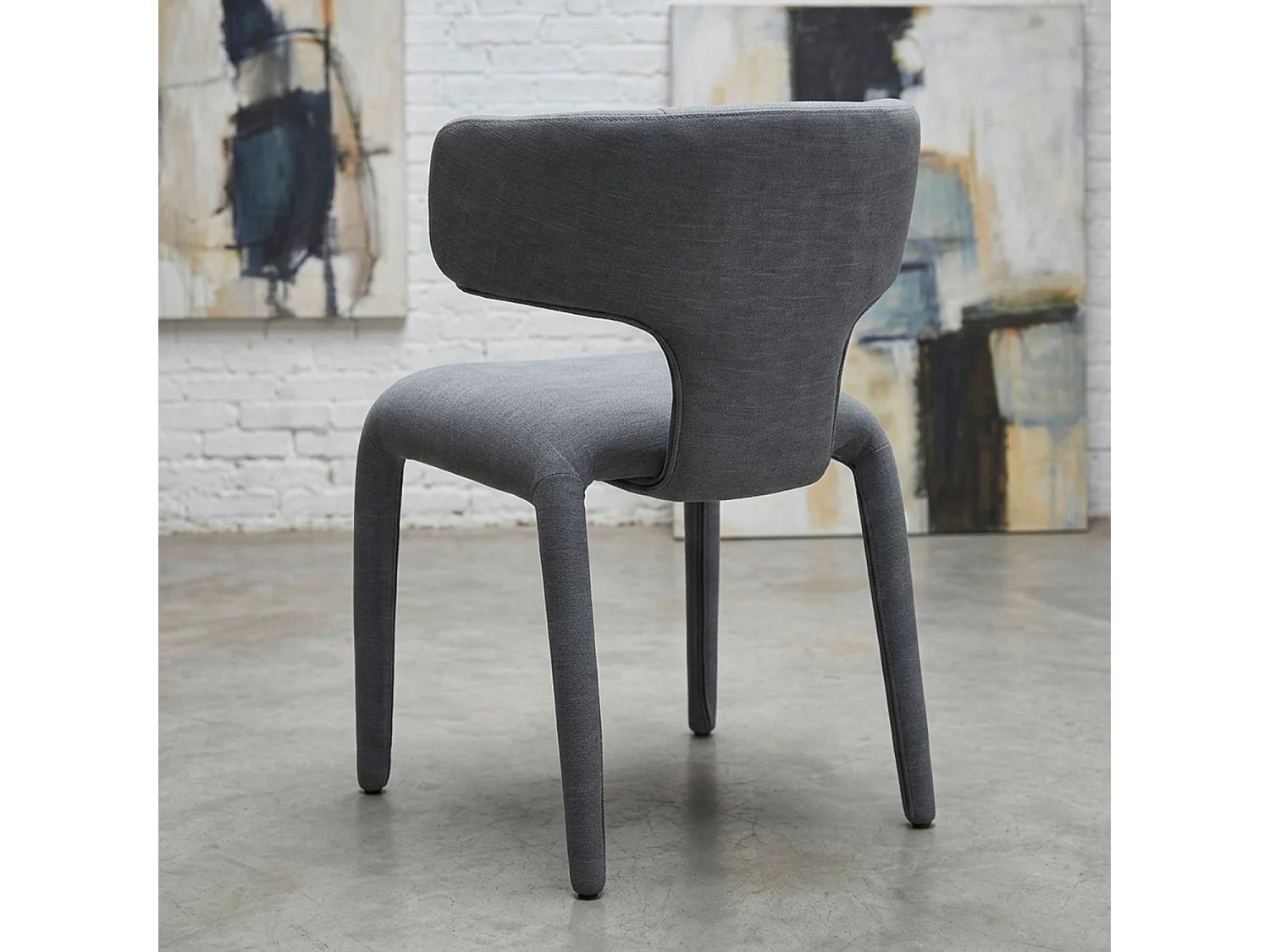 Lot de 2 chaises design dossiers arrondis Cotony Tissu Gris