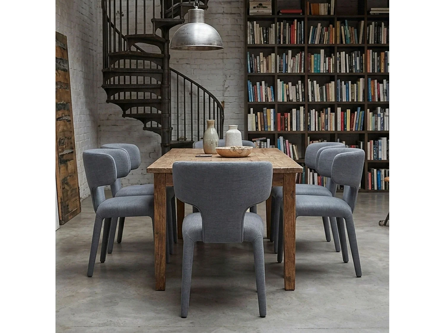 Lot de 2 chaises design dossiers arrondis Cotony Tissu Gris