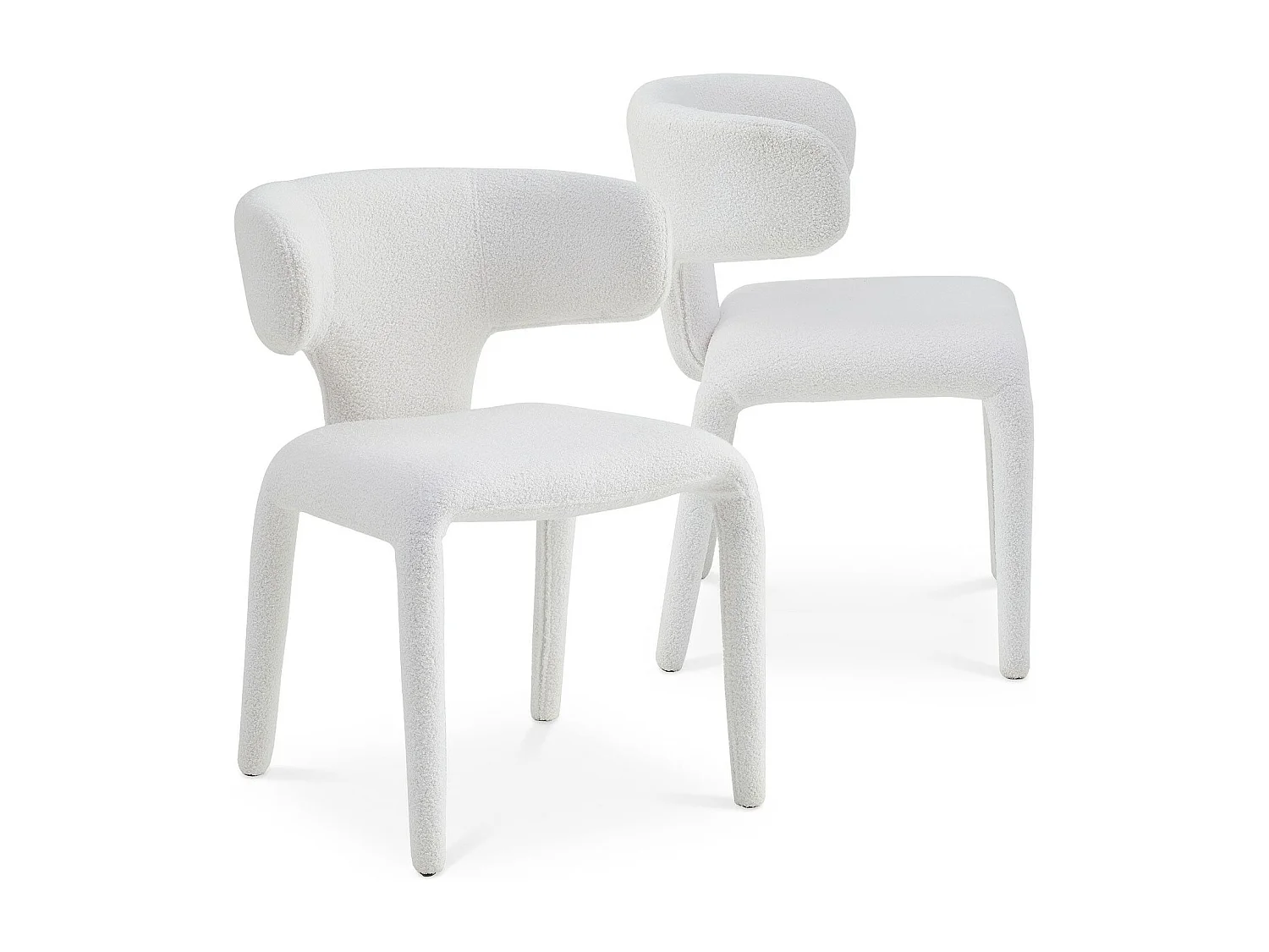 Lot de 2 chaises design dossiers arrondis Cotony Tissu bouclette Blanc