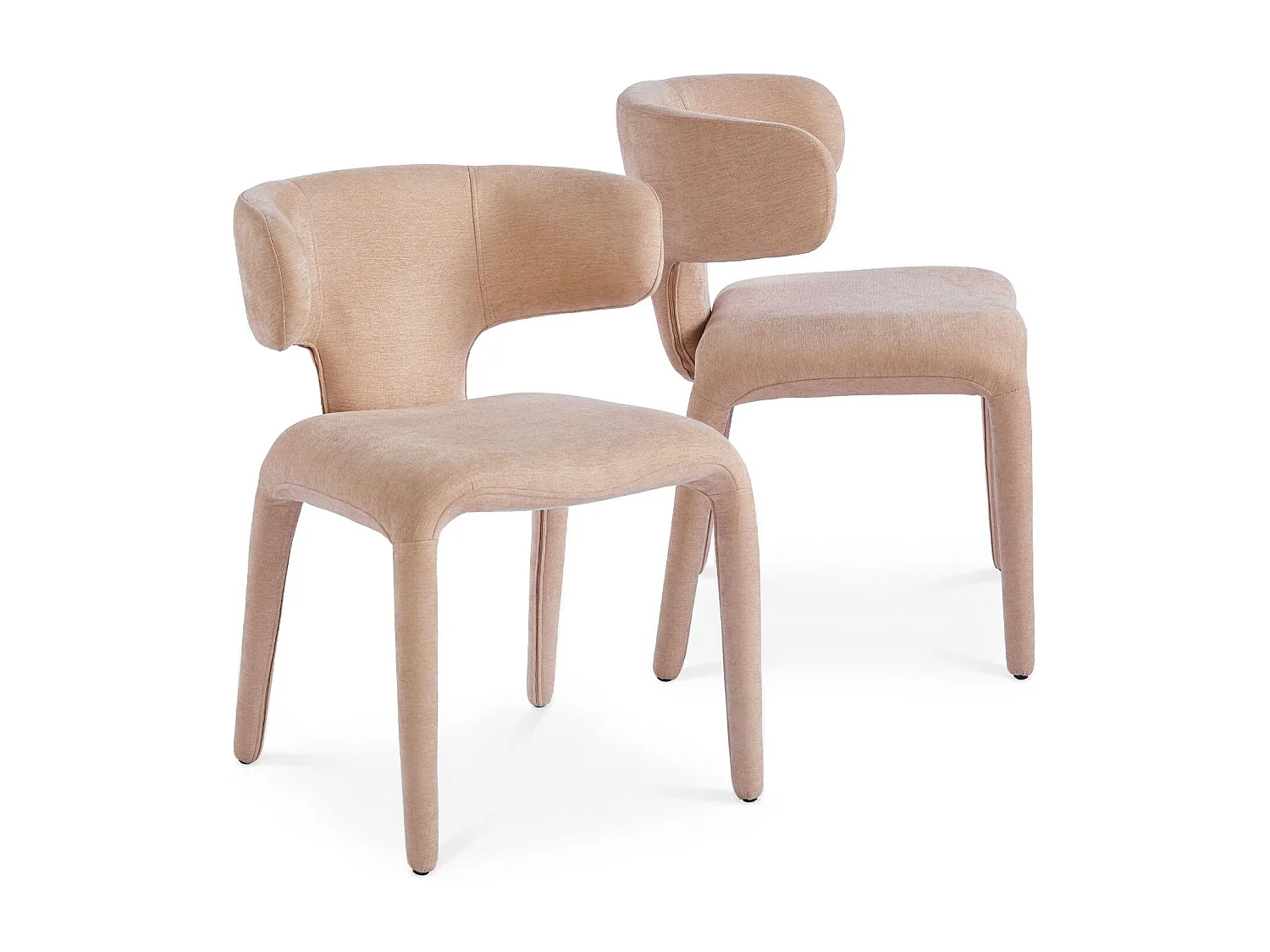 Lot de 2 chaises design dossiers arrondis Cotony Tissu Taupe clair