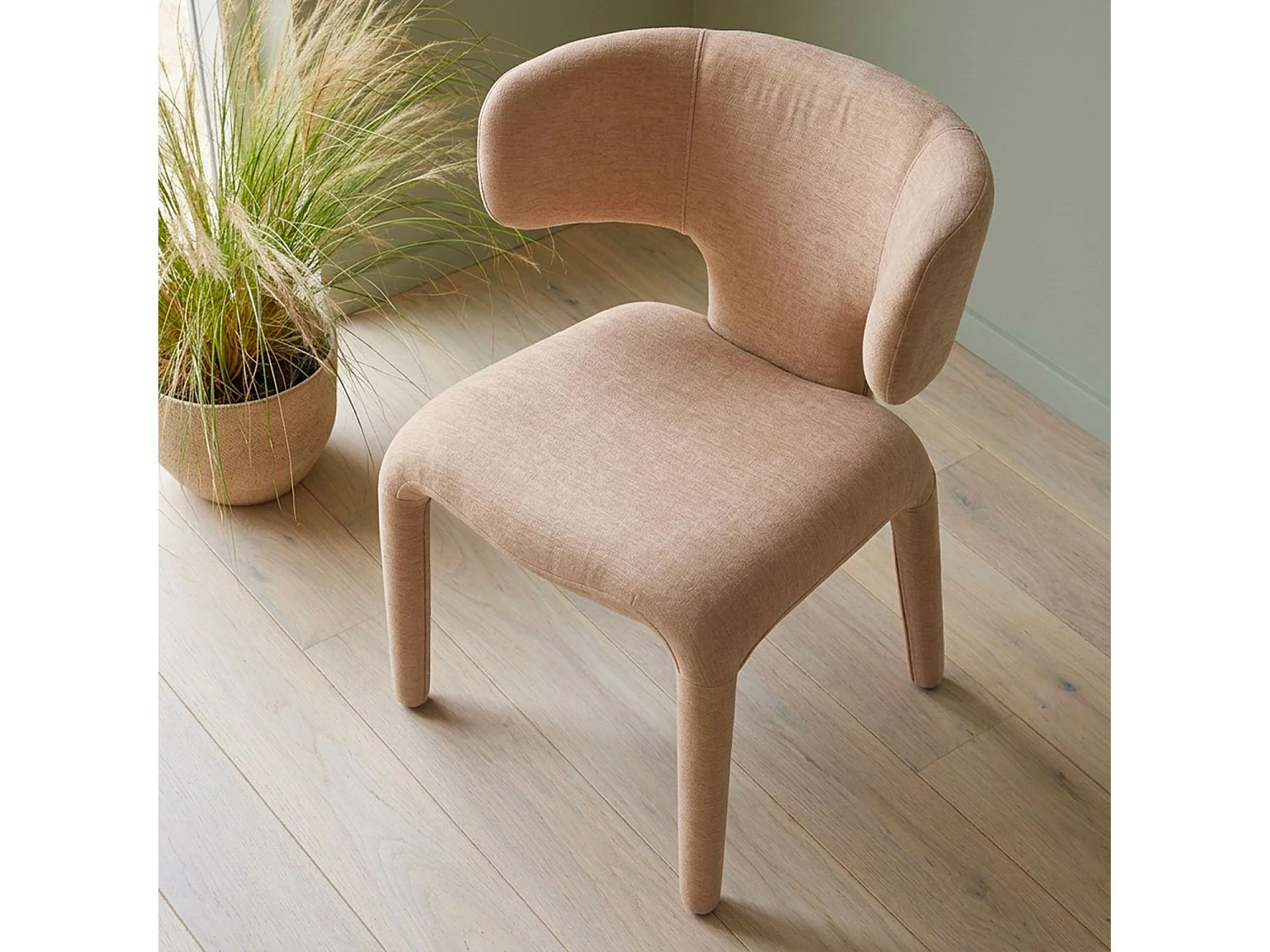 Lot de 2 chaises design dossiers arrondis Cotony Tissu Taupe clair