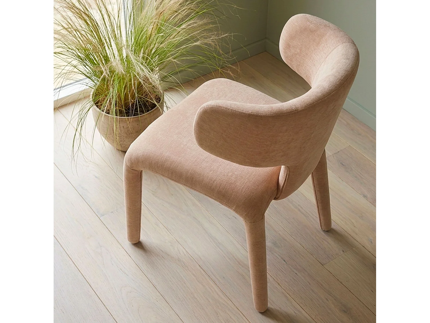 Lot de 2 chaises design dossiers arrondis Cotony Tissu Taupe clair
