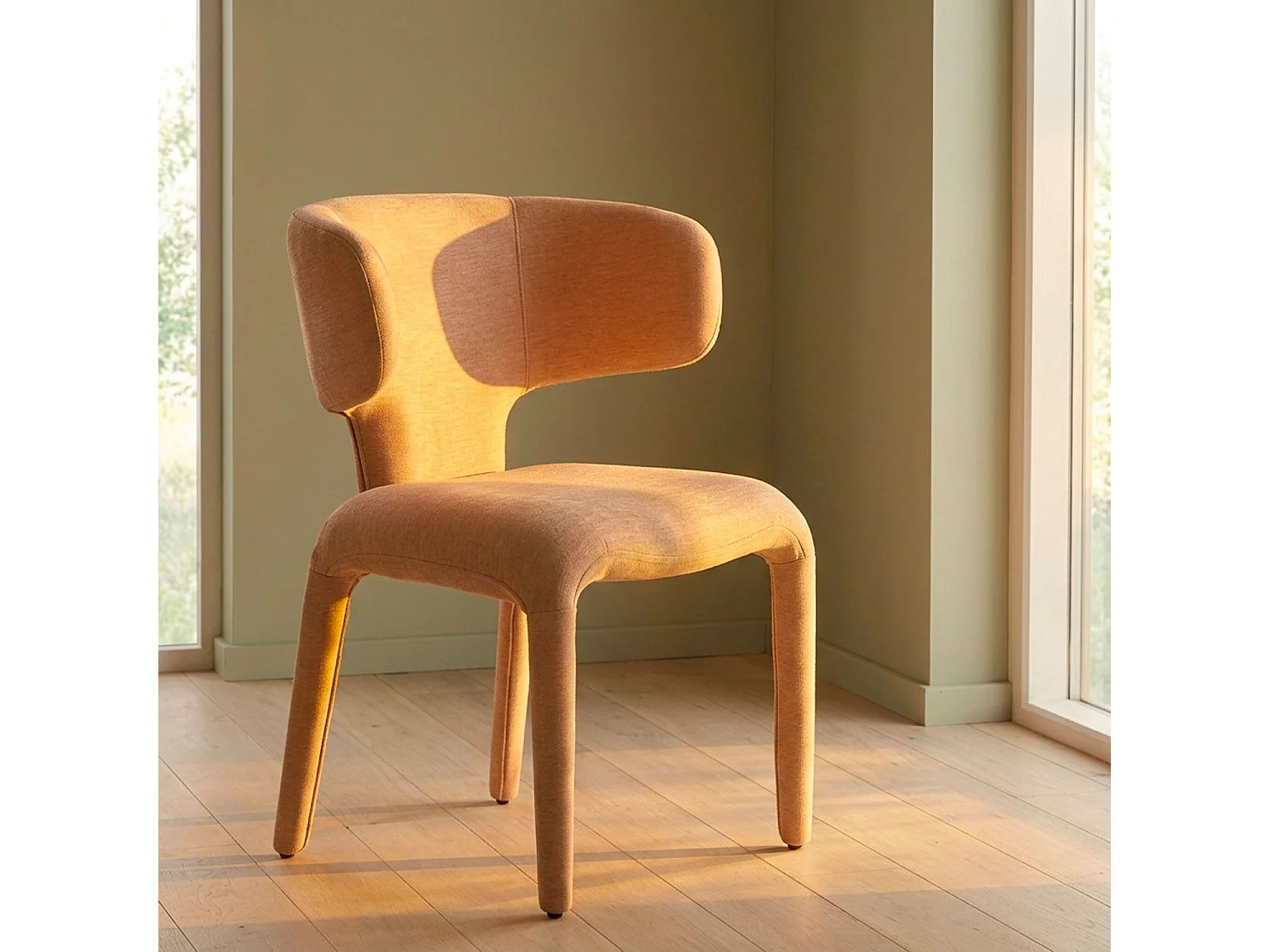Lot de 2 chaises design dossiers arrondis Cotony Tissu Taupe clair