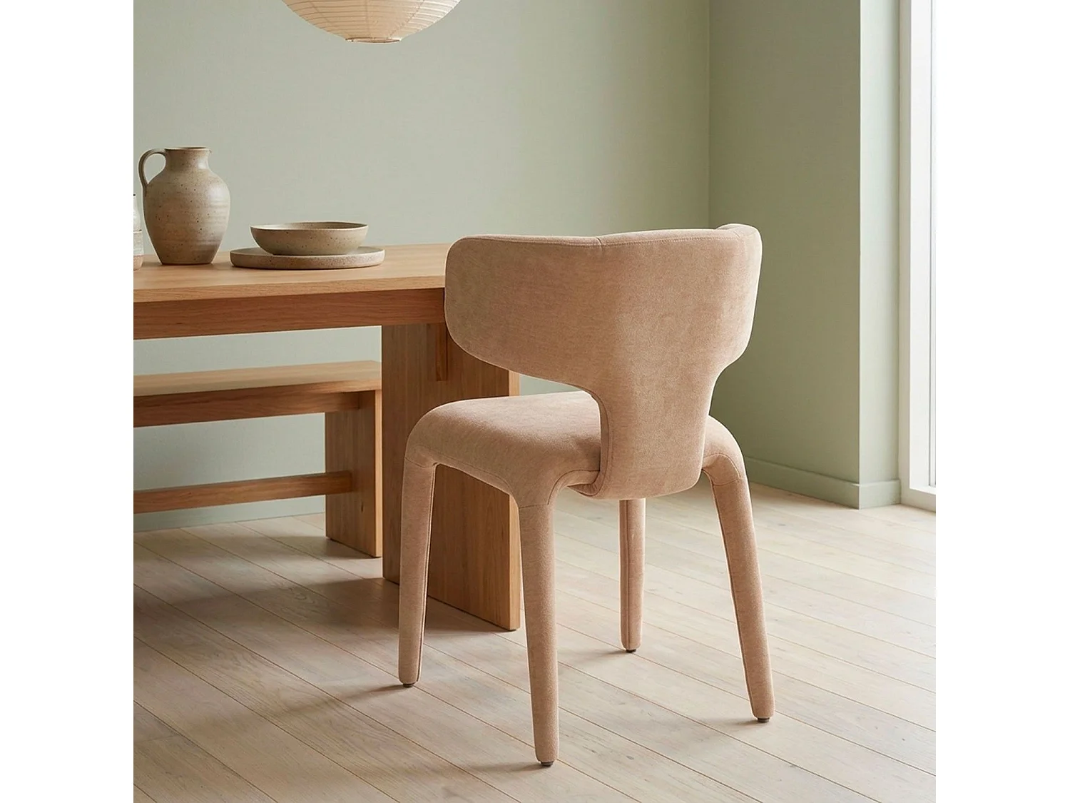 Lot de 2 chaises design dossiers arrondis Cotony Tissu Taupe clair