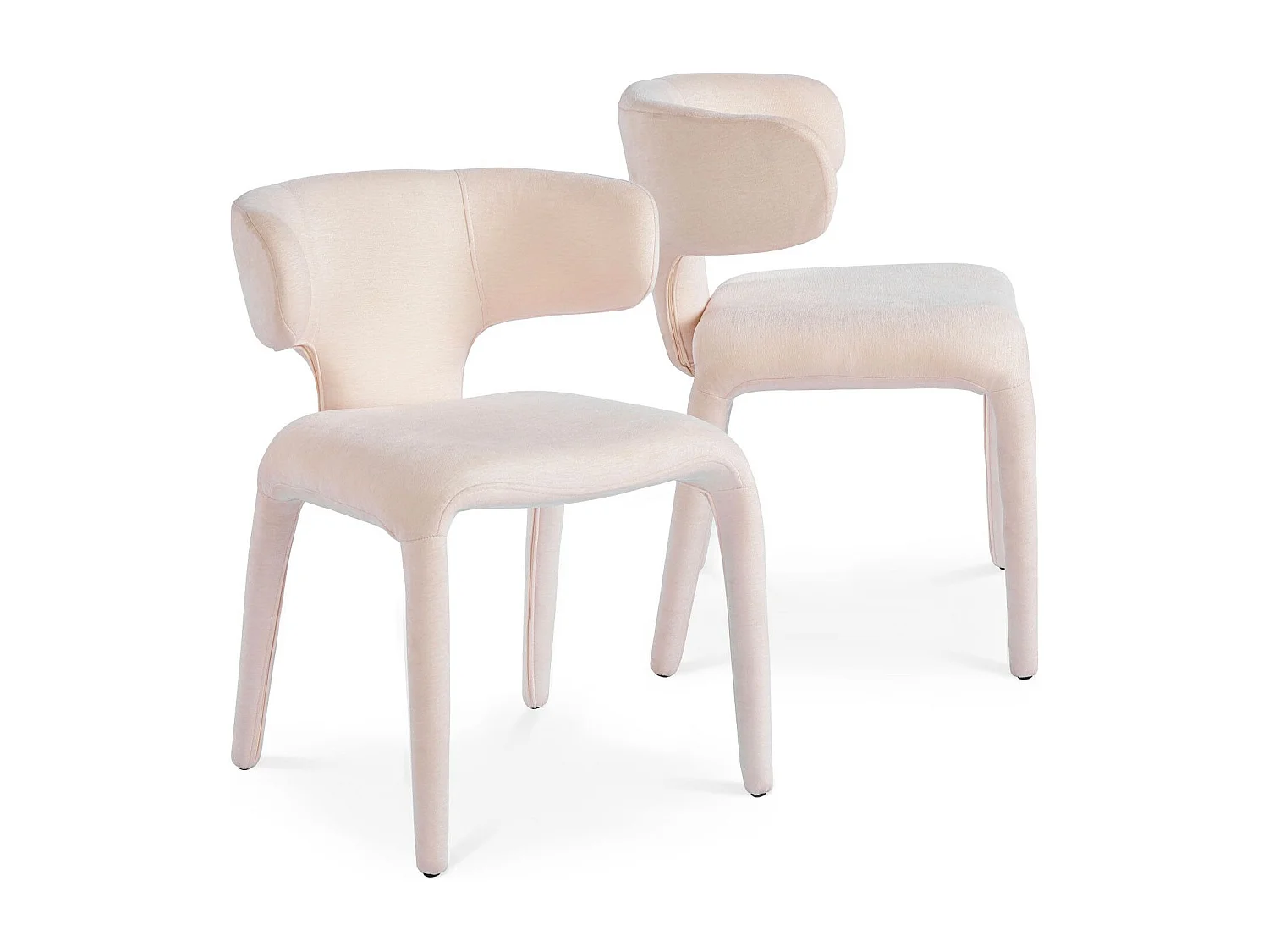 Lot de 2 chaises design dossiers arrondis Cotony Tissu Beige