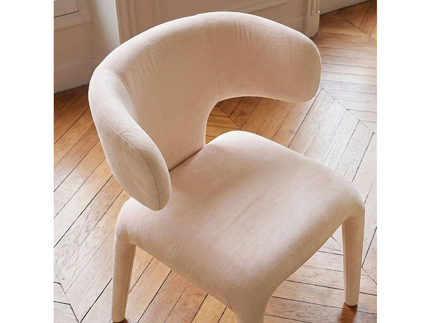 Lot de 2 chaises design dossiers arrondis Cotony Tissu Beige