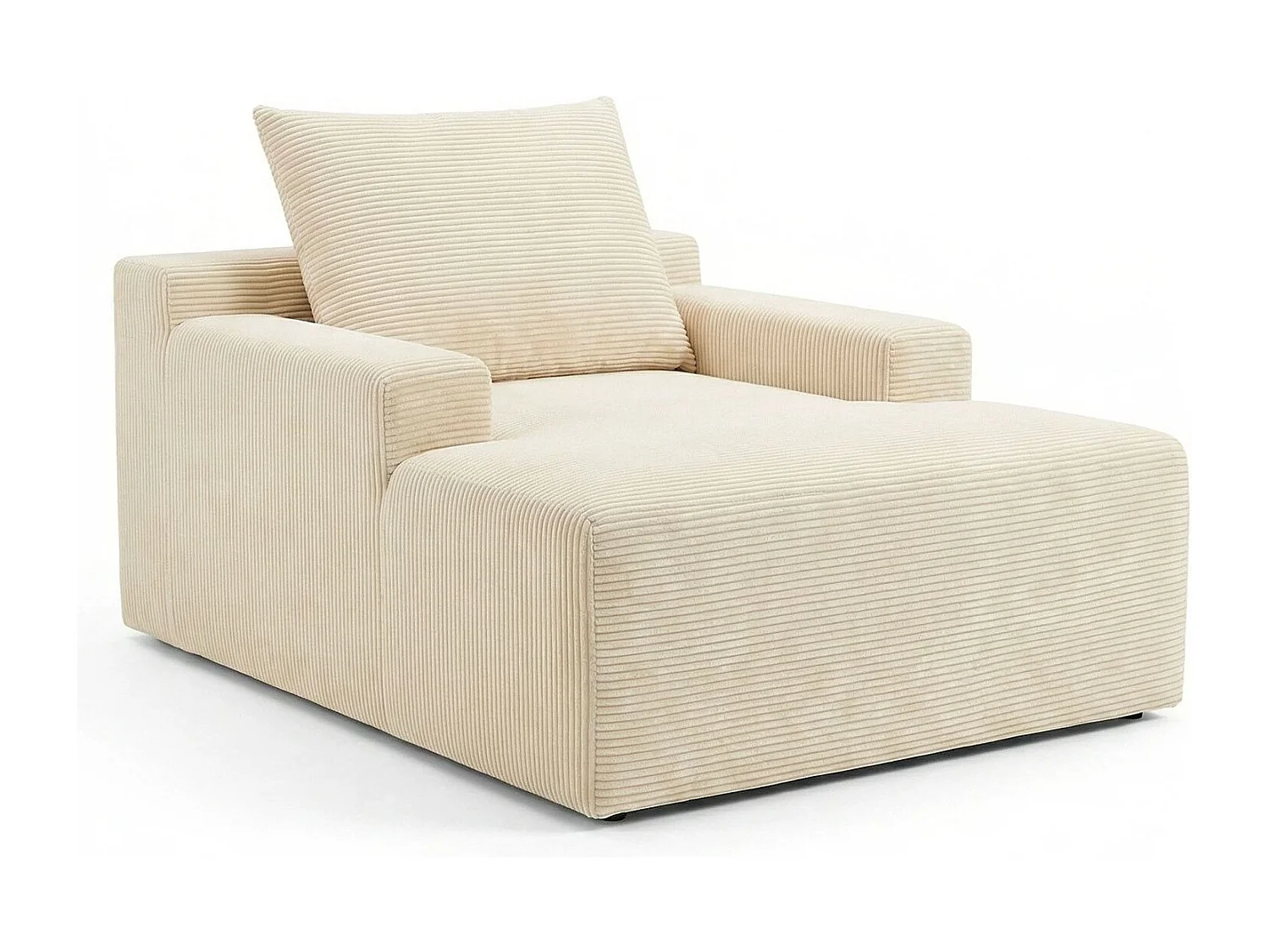 Fauteuil lounge style méridienne Rodin Velours côtelé Beige