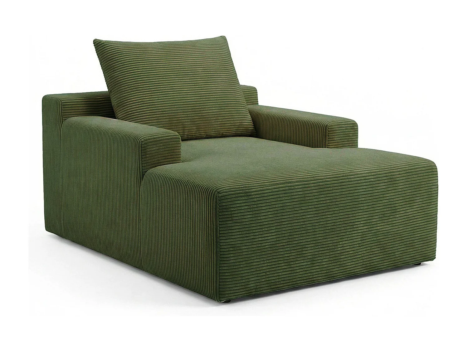 Fauteuil lounge style méridienne Rodin Velours côtelé Vert