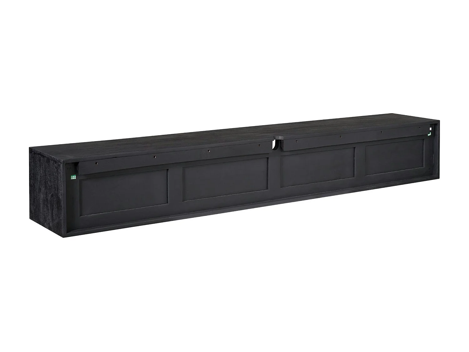 Long meuble TV suspendu bois noir 3 tiroirs 1 niche 280 cm AERA
