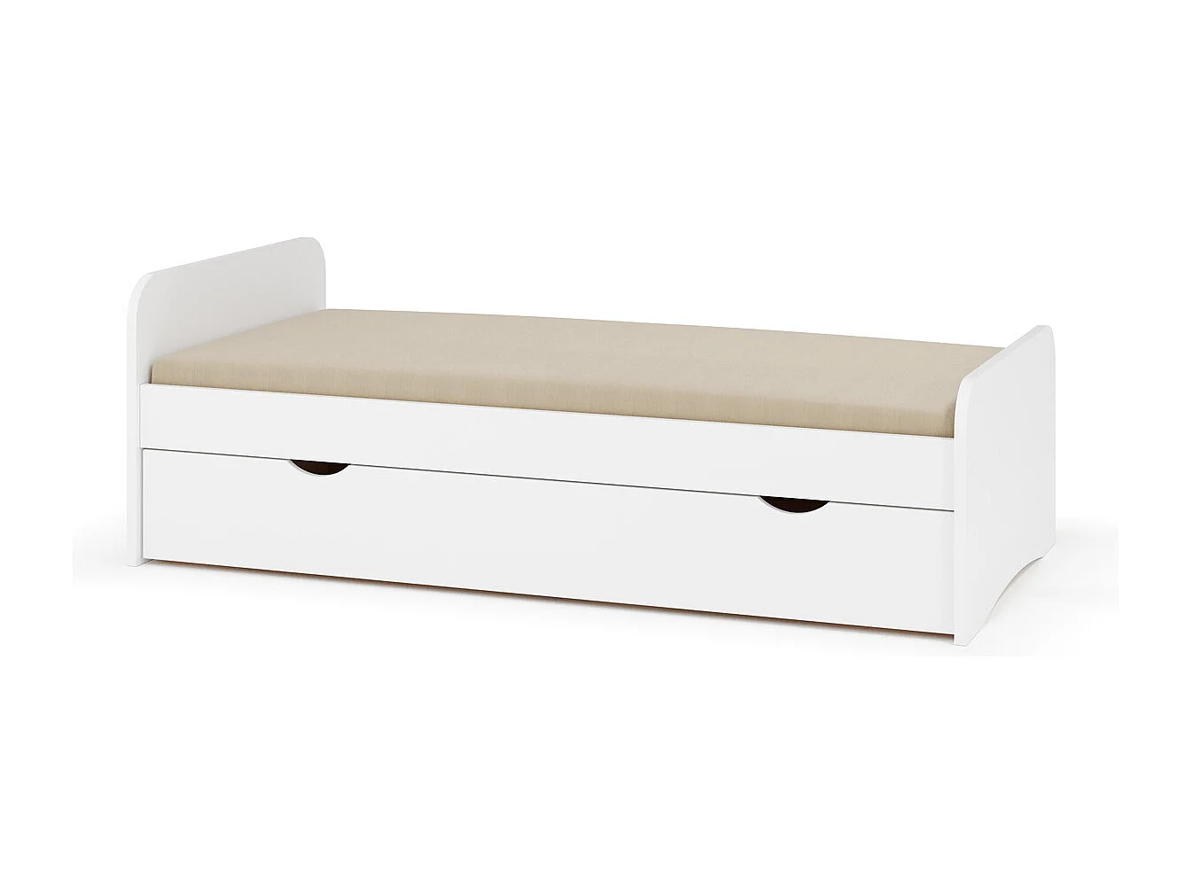 Lit gigogne avec matelas 90x200 cm bois massif blanc TALIA