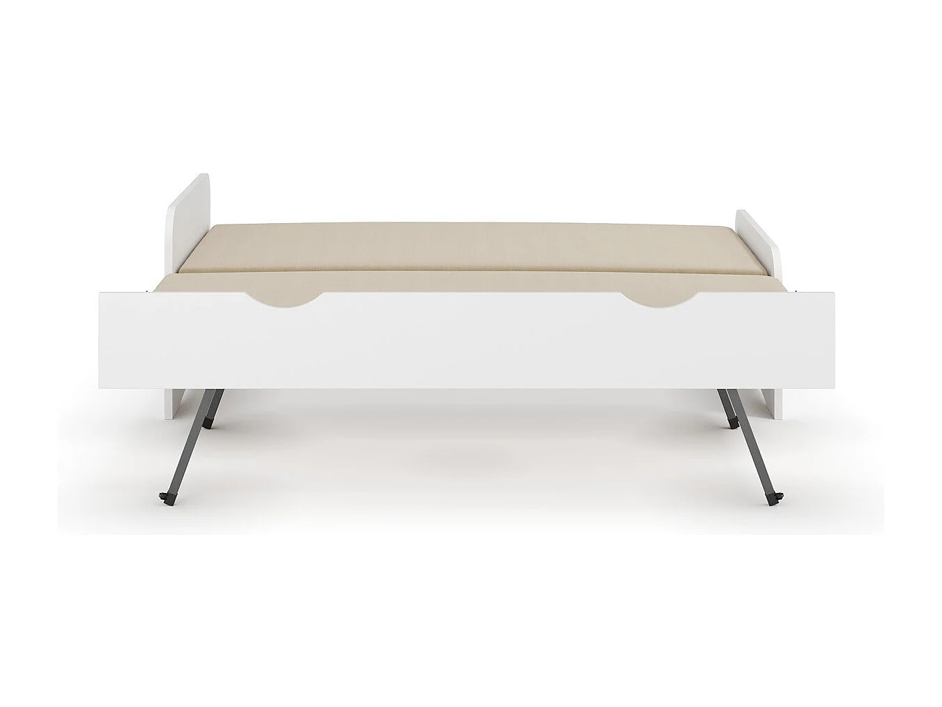 Lit gigogne avec matelas 90x200 cm bois massif blanc TALIA