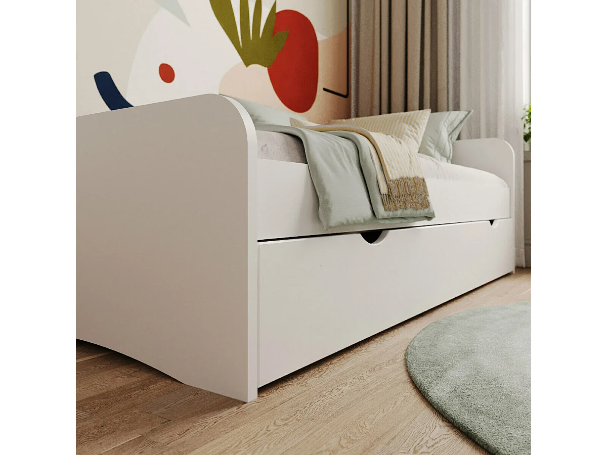 Lit gigogne avec matelas 90x200 cm bois massif blanc TALIA