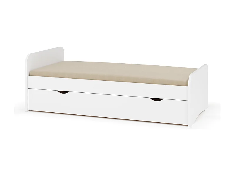 Lit gigogne avec matelas 90x200 cm bois massif blanc TALIA