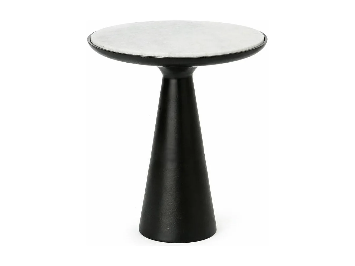 Bout de canapé marbre blanc et pied noir Ø45 cm DUOMO