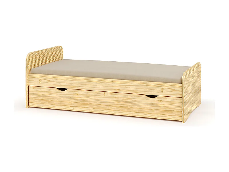 Lit gigogne avec matelas 90x200 cm bois massif bois TALIA