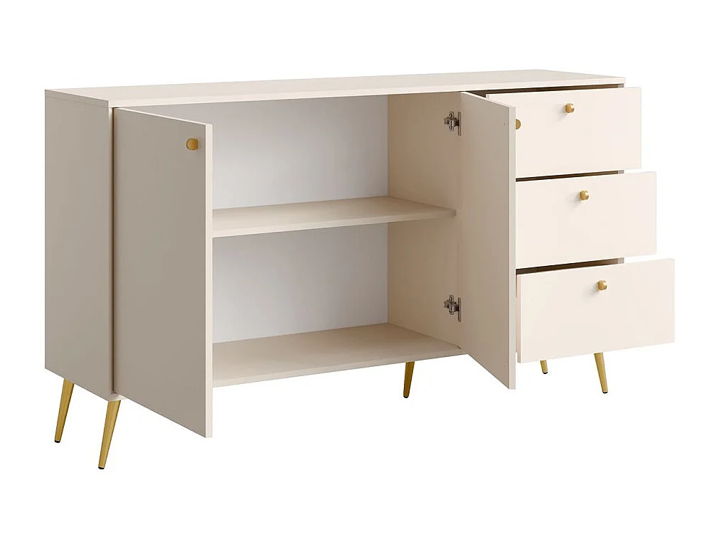 Buffet design AZURÉA – 2 portes + 3 tiroirs – Coloris sable chic