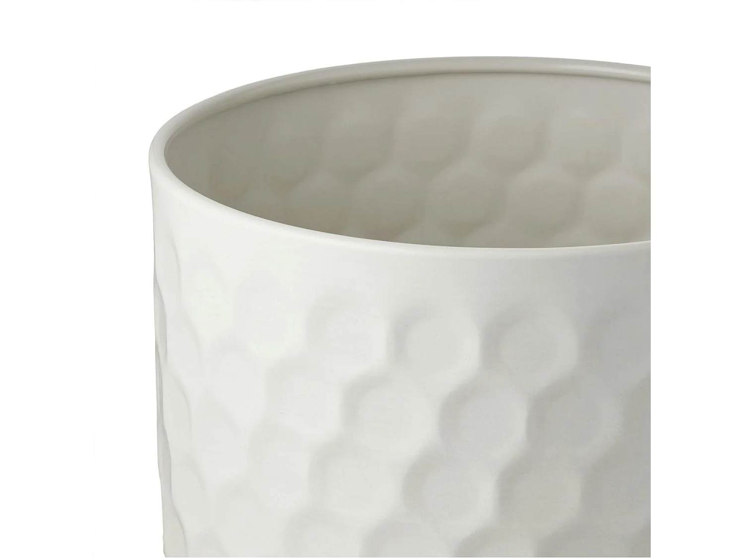 Cache-pot décoratif salon métal blanc design nid d'abeille