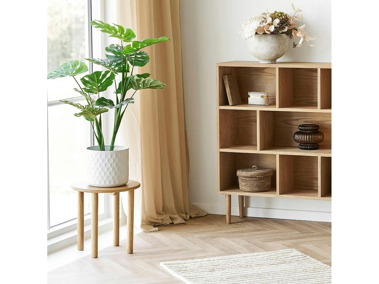 Cache-pot décoratif salon métal blanc design nid d'abeille