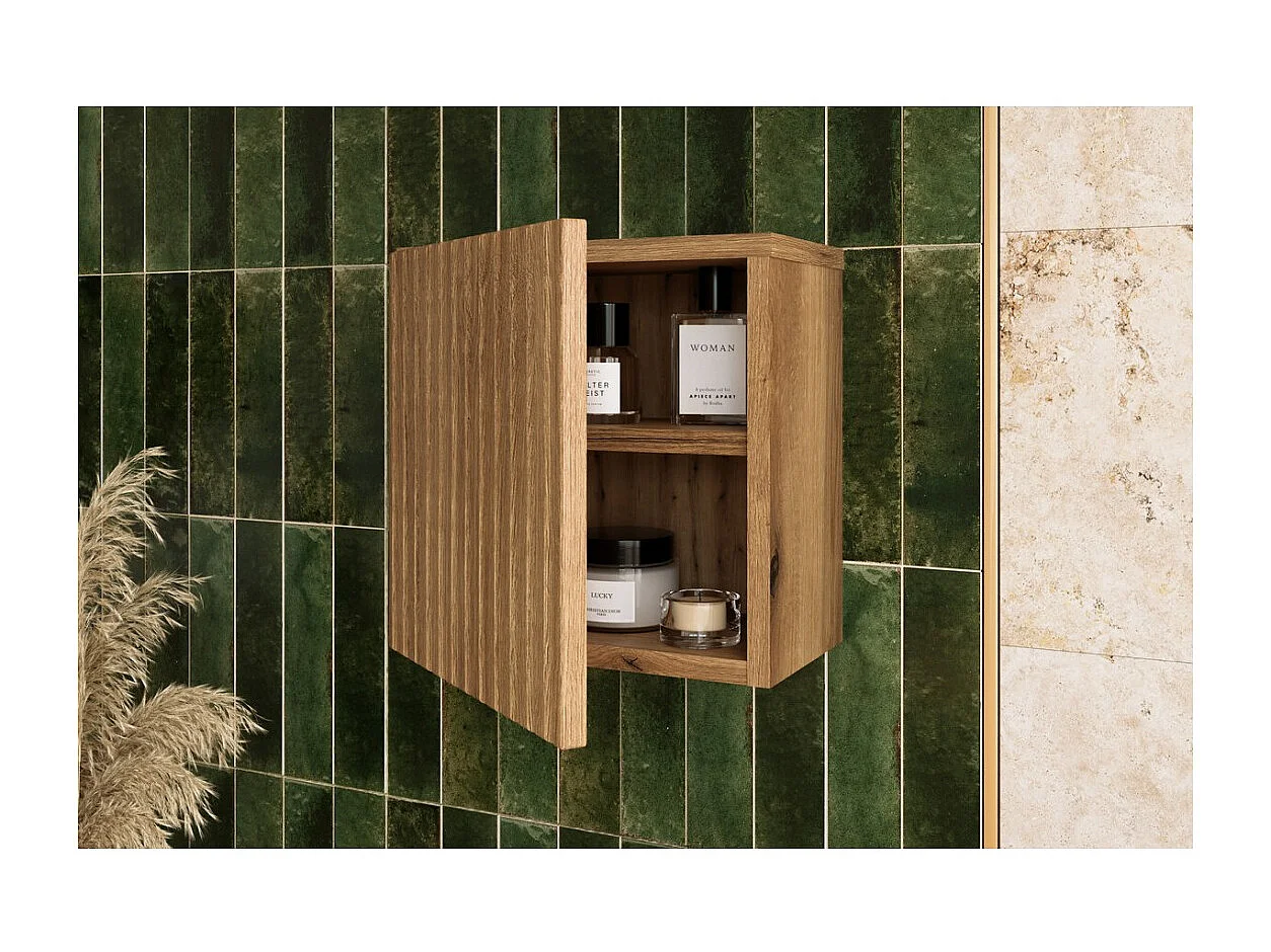 Cube de rangement salle de bain VANO 30 cm chêne suspendu avec porte