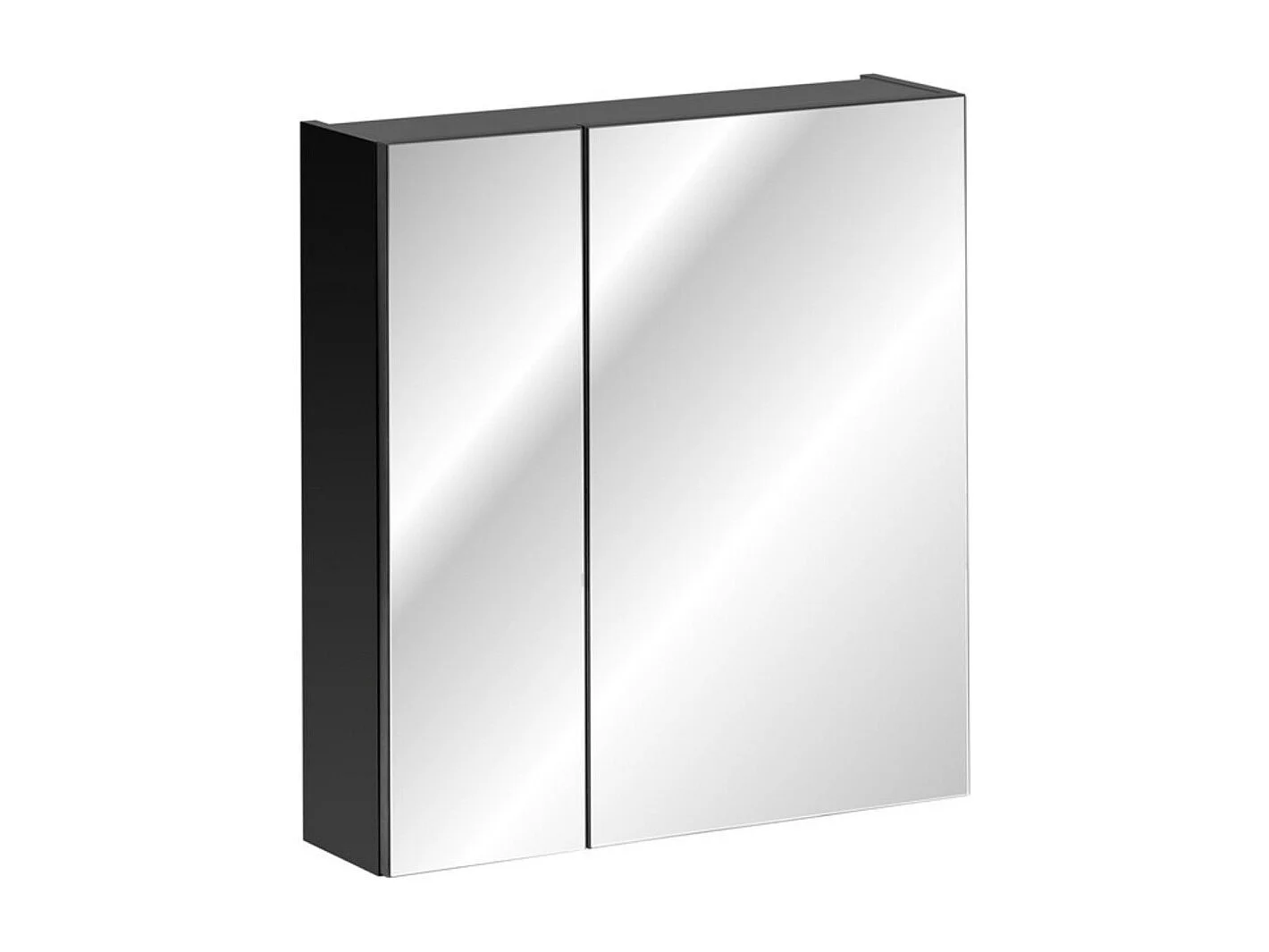 Meuble de rangement VANTA 60 cm noir – Caisson suspendu avec portes battantes et miroirs