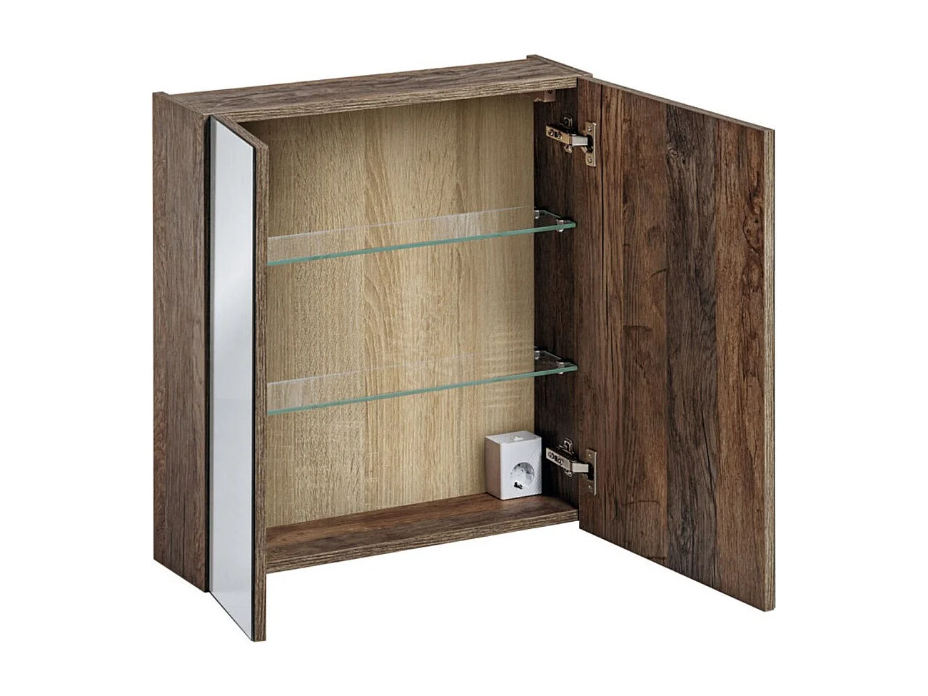 Meuble de rangement VANTA chêne foncé 60cm – Module mural avec porte en miroirs