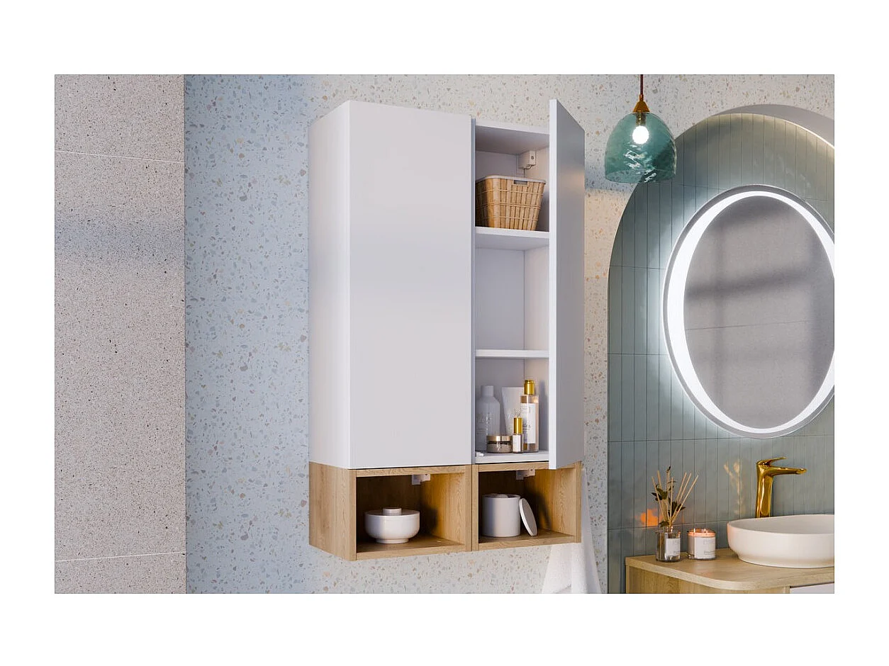 Demi colonne salle de bain OSTER 80 cm blanc mat 1 porte suspendue