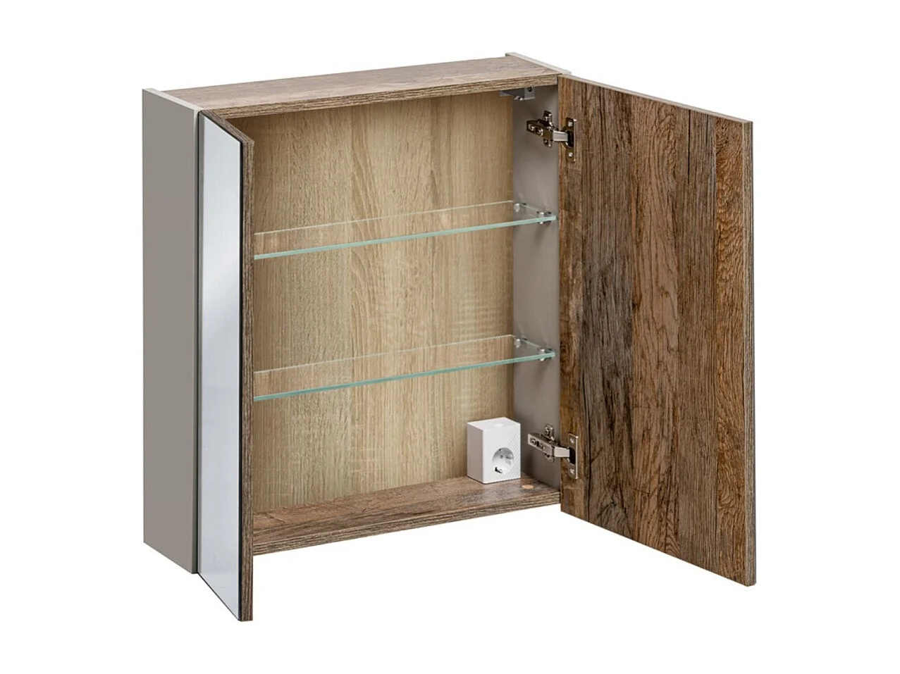 Mobile da bagno color tortora con specchi – 60 cm – 1 porta + ripiani