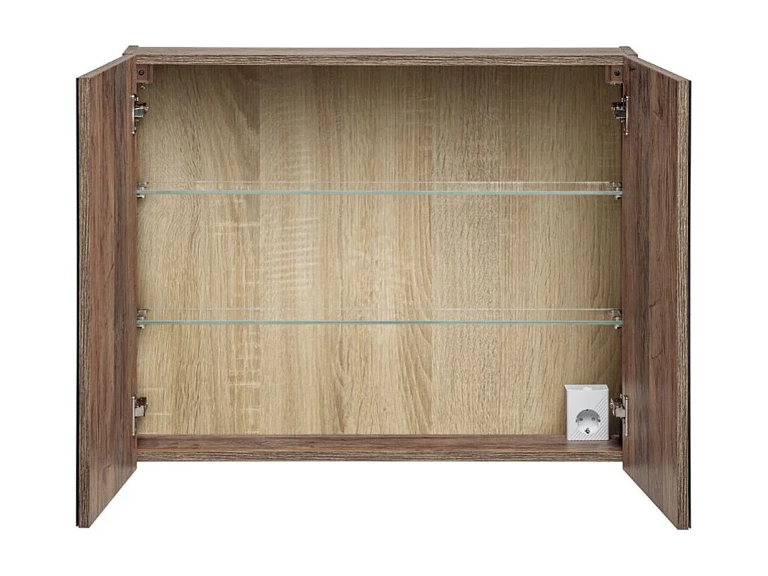 Meuble de rangement VANTA chêne foncé 80cm – Module mural avec porte en miroirs