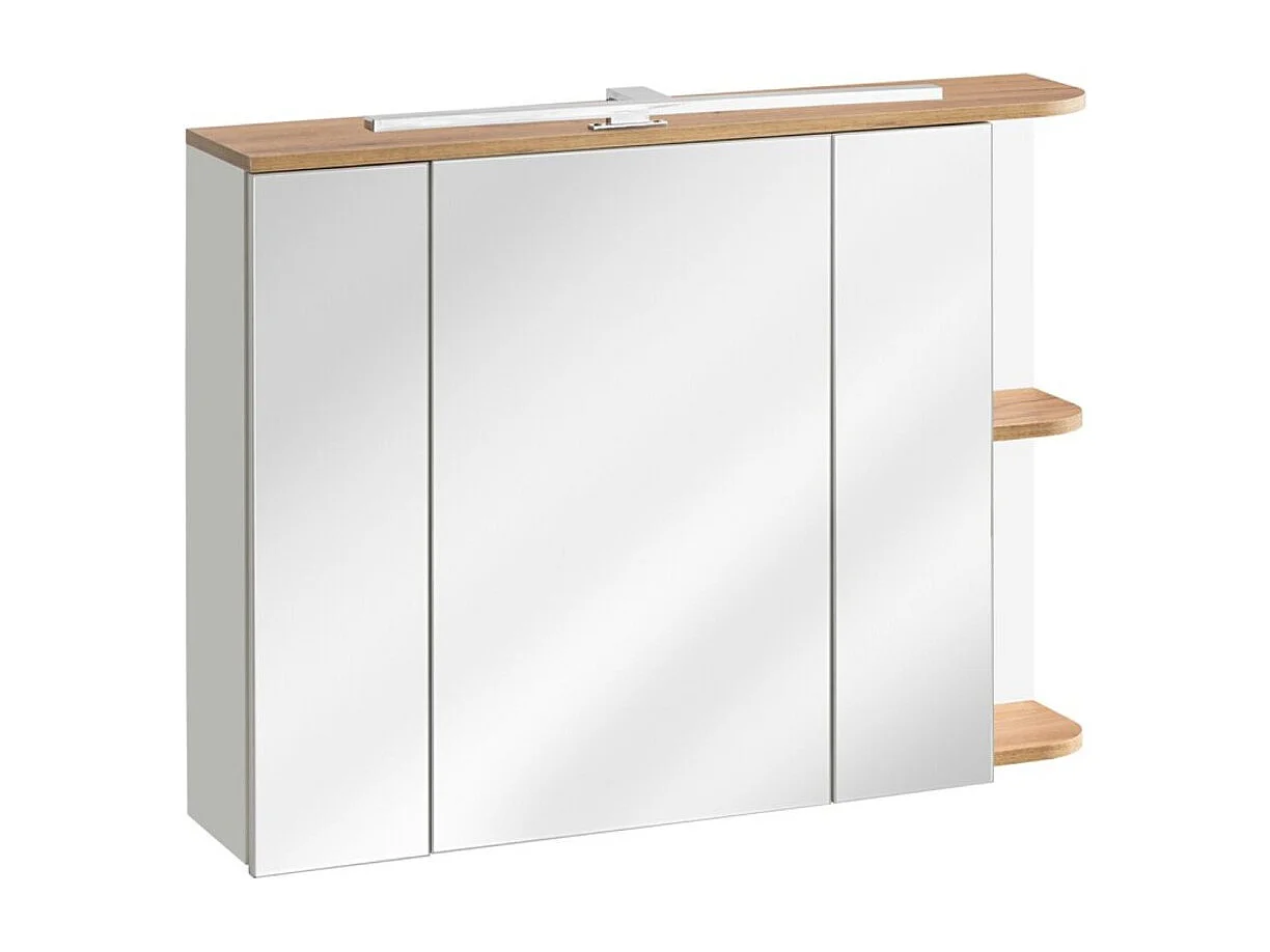 Meuble de rangement salle de bain ASKA blanc et bois – Modèle suspendu avec portes