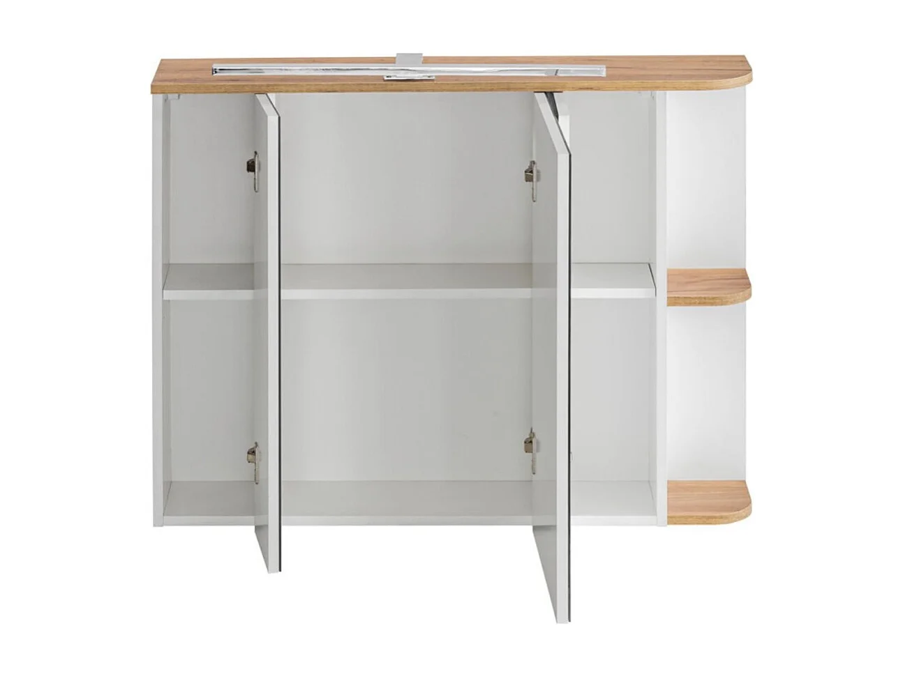 Meuble de rangement salle de bain ASKA blanc et bois – Modèle suspendu avec portes