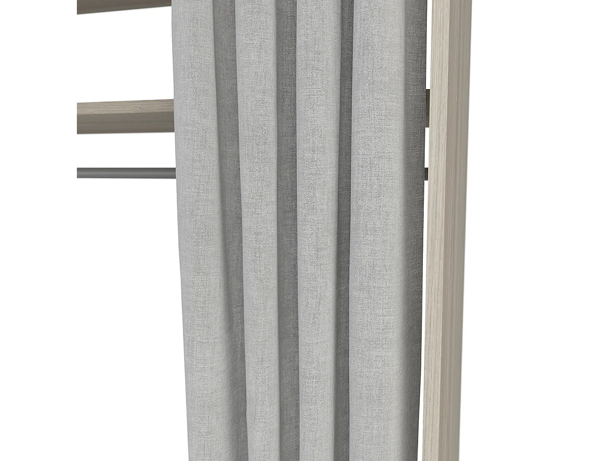 Kit dressing extensible 1 colonne 2 penderies avec rideau couleur chêne clair - Largeur 111,1 x Profondeur 50,1 x Hauteur 208,5 cm