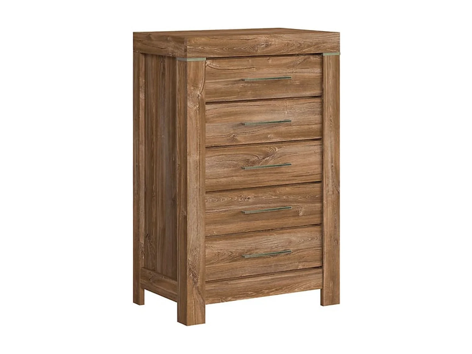 Commode à 5 tiroirs meuble de rangement, coloris Chêne stirling - Longueur 70 x Profondeur 45 x Hauteur 110 cm