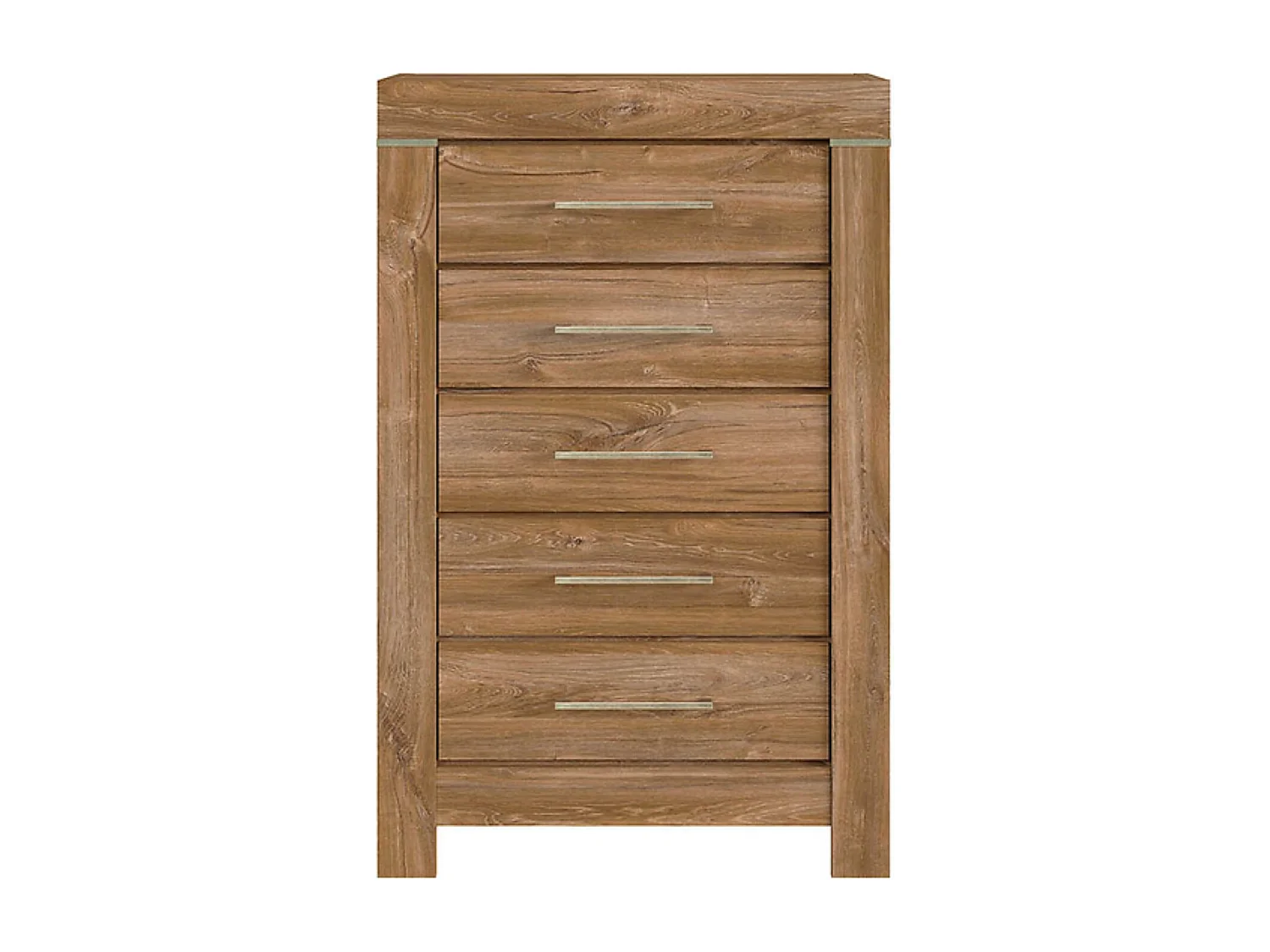 Commode à 5 tiroirs meuble de rangement, coloris Chêne stirling - Longueur 70 x Profondeur 45 x Hauteur 110 cm