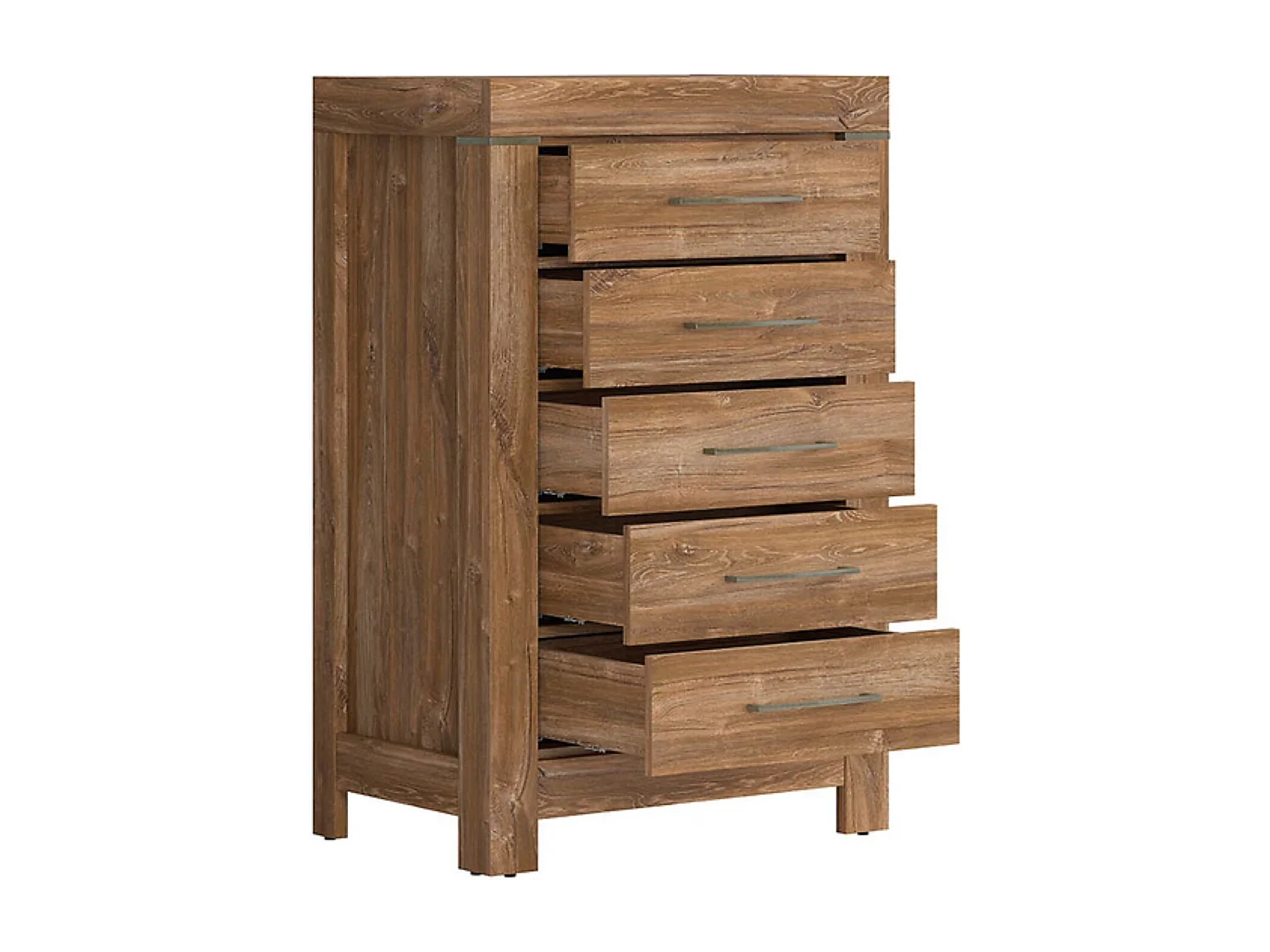 Commode à 5 tiroirs meuble de rangement, coloris Chêne stirling - Longueur 70 x Profondeur 45 x Hauteur 110 cm