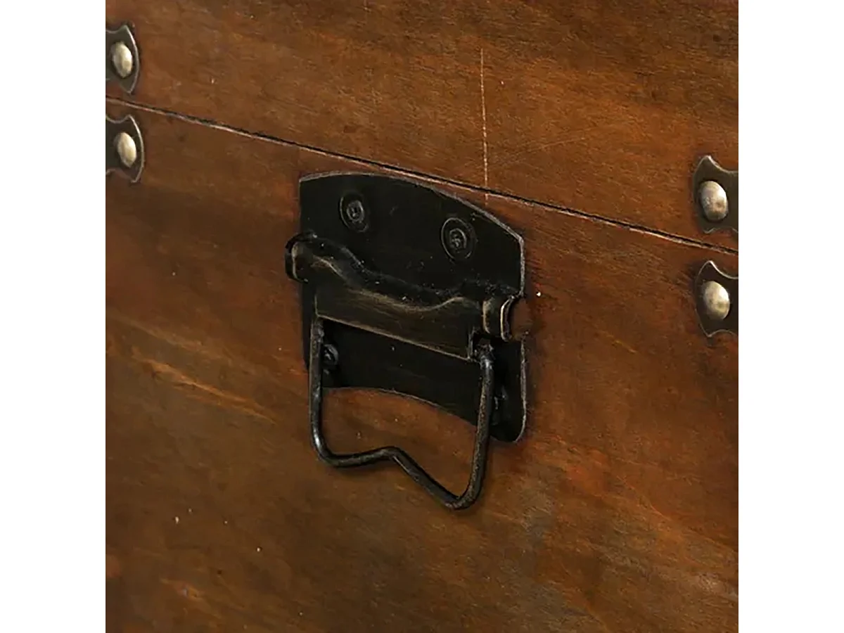 Coffre porte bouteilles avec 6 emplacements et un tiroir, coloris marron foncé - Longueur 58,5 x Profondeur 38,5 x Hauteur 28 cm