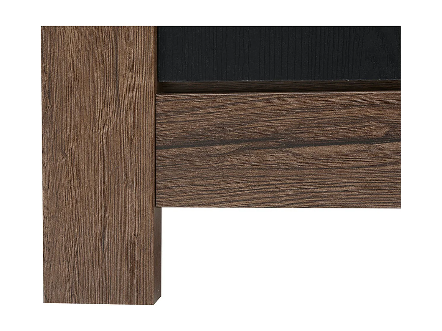 Commode Buffet à 2 portes et 3 tiroirs, coloris Chêne marron foncé/Chêne noir - Longueur 160 x Profondeur 45 x Hauteur 85 cm