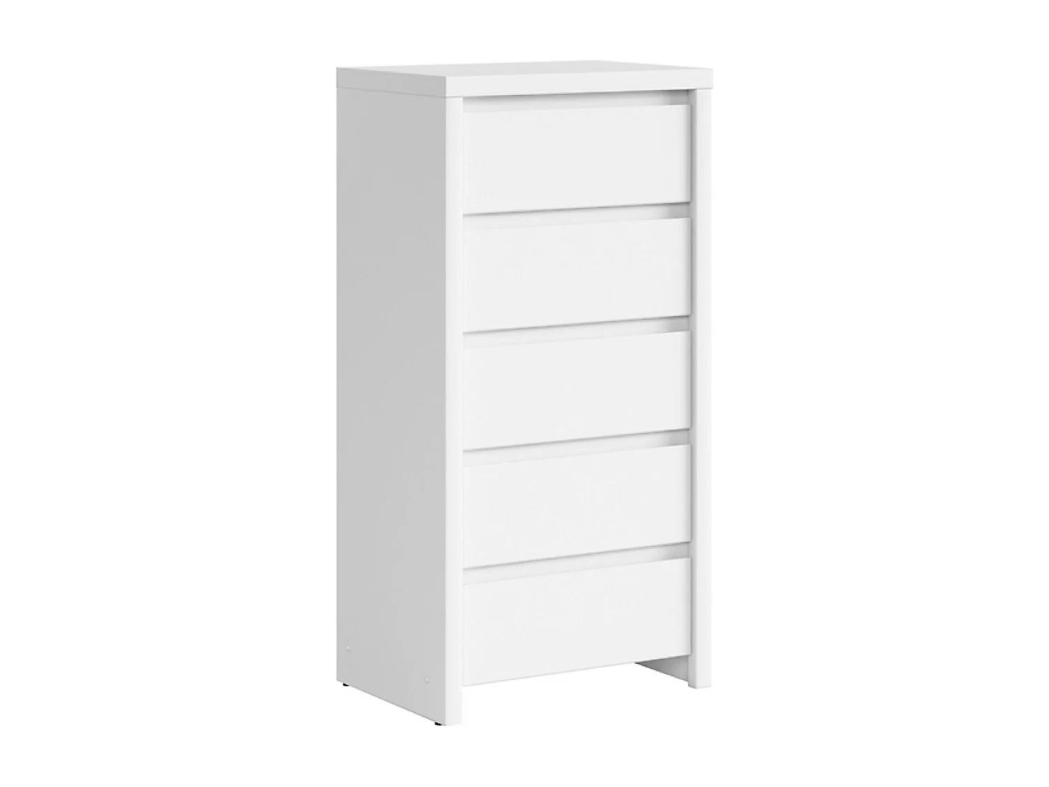 Commode Chiffonier à 5 tiroirs meuble de rangement, coloris Blanc/Blanc Mat - Longueur 56 x Profondeur 40,5 x Hauteur 112,5 cm