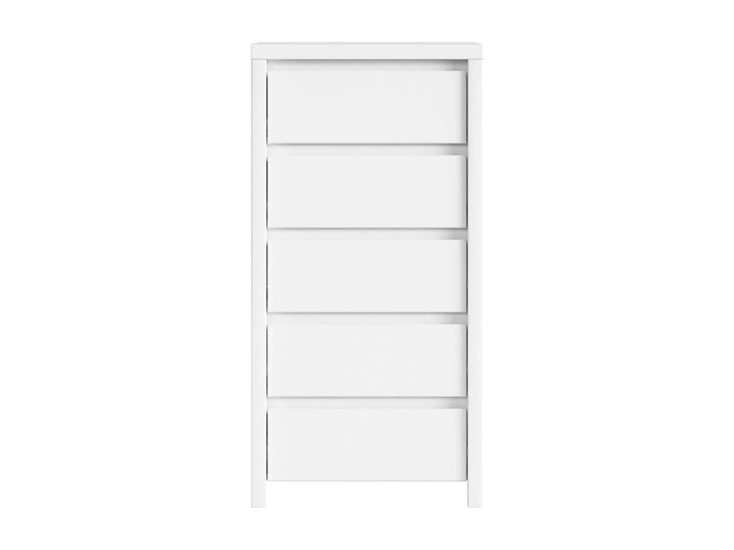 Commode Chiffonier à 5 tiroirs meuble de rangement, coloris Blanc/Blanc Mat - Longueur 56 x Profondeur 40,5 x Hauteur 112,5 cm