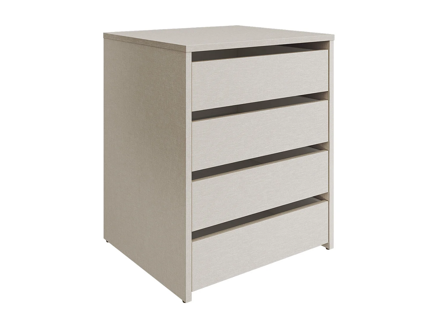 Commode, Meuble de rangement avec 4 tiroirs coloris effet textile - Hauteur 61,8 x Longueur 50 x profondeur 45 cm